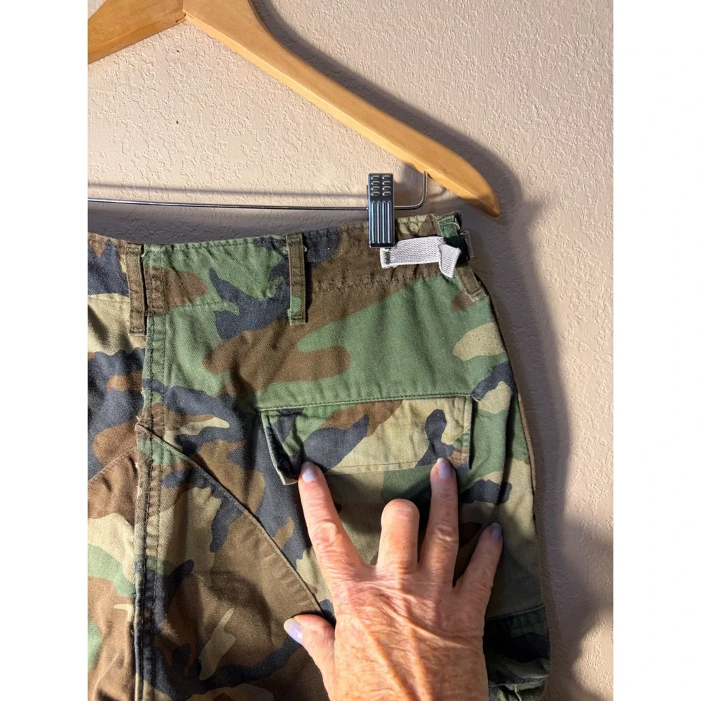 Vintage Woodland Camo Cargo Pants Military Style Tactical Trousers Green Brown